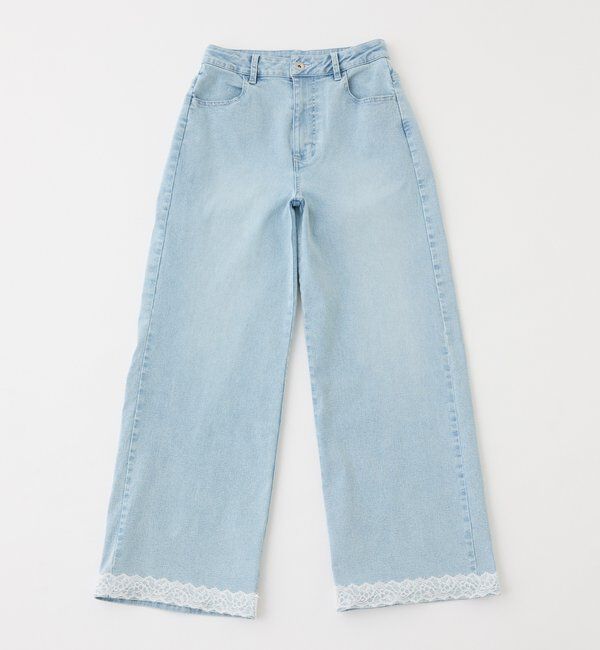  「【ウエスト調整可】レースポケットワイドデニム」|その他|