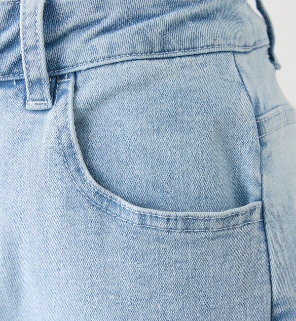  「【ウエスト調整可】レースポケットワイドデニム」|その他|