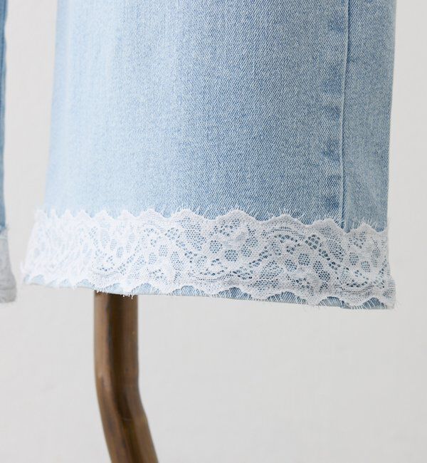  「【ウエスト調整可】レースポケットワイドデニム」|その他|