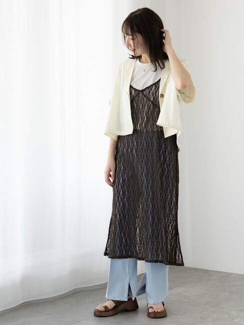 Te chichi TERRASSE「チュールレースキャミワンピース」|ワンピース|ブラウン