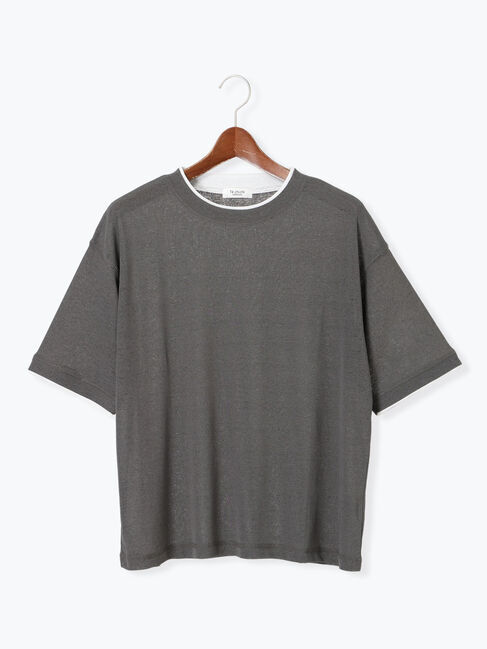 Te chichi TERRASSE「バイカラーシアートップス」|その他|チャコールグレー