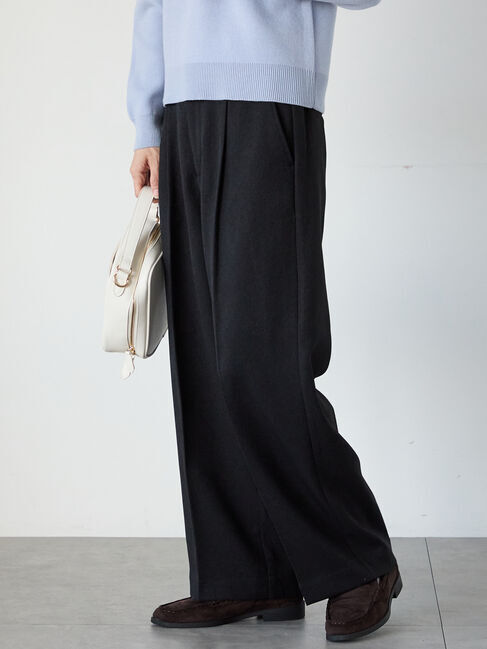 Lugnoncure「ウエストタックセンタープレスワイドパンツ」|その他|ブラック