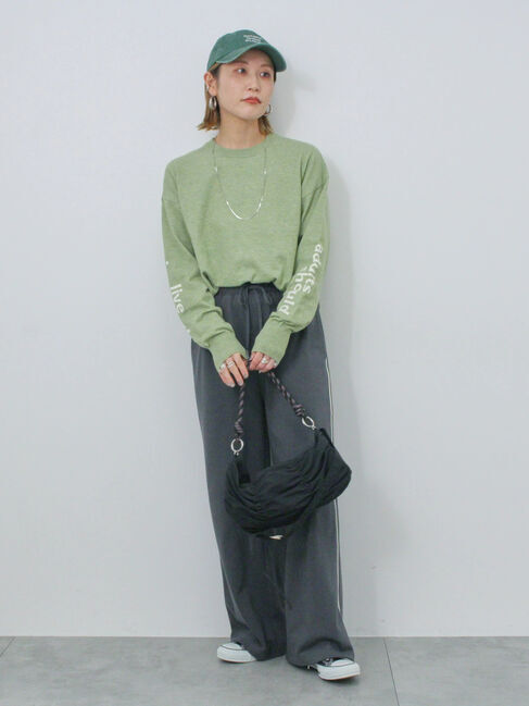 Samansa Mos2 blue「◎袖ロゴニットプルオーバー」|ニット・セーター|