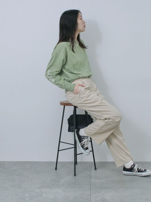 Samansa Mos2 blue「◎袖ロゴニットプルオーバー」|ニット・セーター|