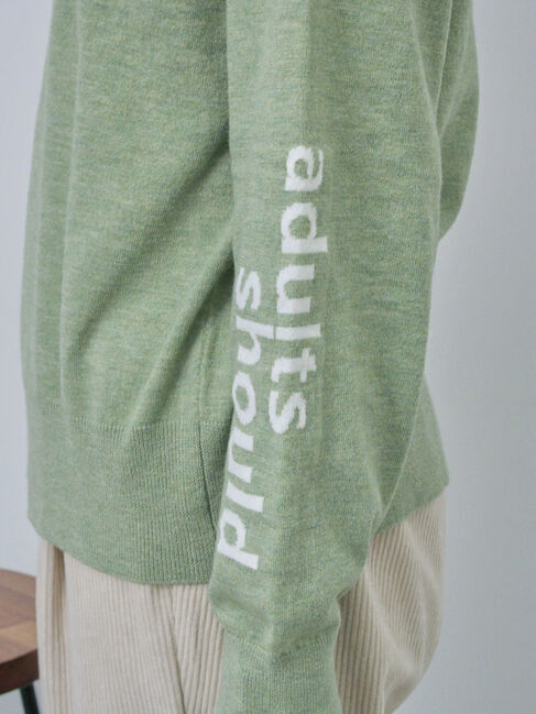 Samansa Mos2 blue「◎袖ロゴニットプルオーバー」|ニット・セーター|