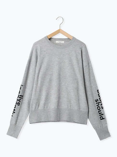 Samansa Mos2 blue「◎袖ロゴニットプルオーバー」|ニット・セーター|