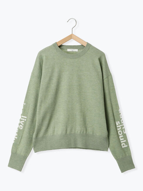 Samansa Mos2 blue「◎袖ロゴニットプルオーバー」|ニット・セーター|