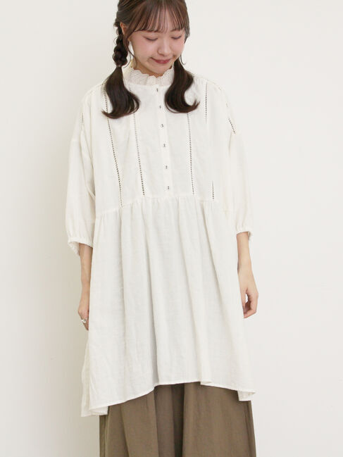 Samansa Mos2「はしごレースふんわりチュニック」|シャツ・ブラウス|