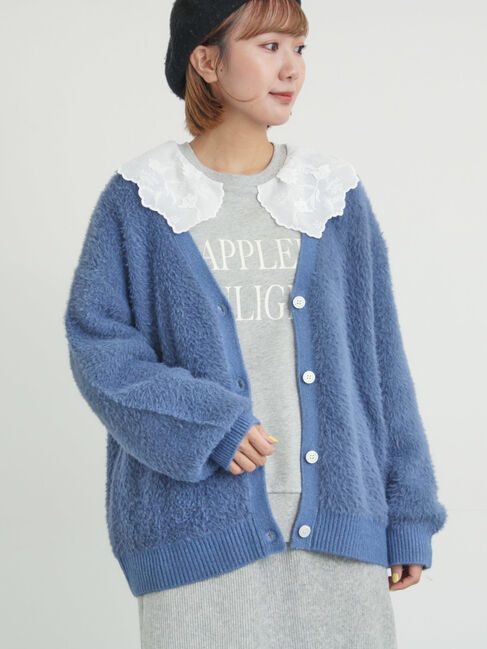 無地・花柄シャギーVネックカーディガン（Samansa Mos2）｜ルミネの