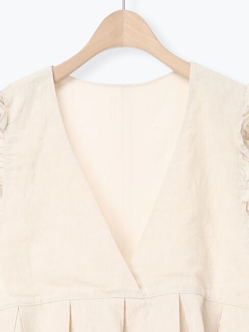 Samansa Mos2「【Cross&times;Linen】肩フリル前後2WAYジャンパースカート」|ワンピース|