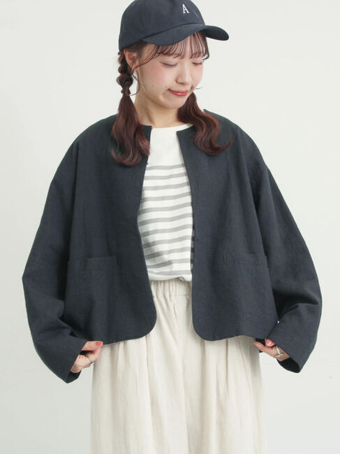 Samansa Mos2「【Cross&times;Linen】クルーネックジャケット」|その他|