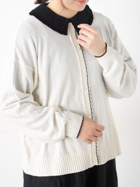 Samansa Mos2「配色スカラップカーディガン」|カーディガン|