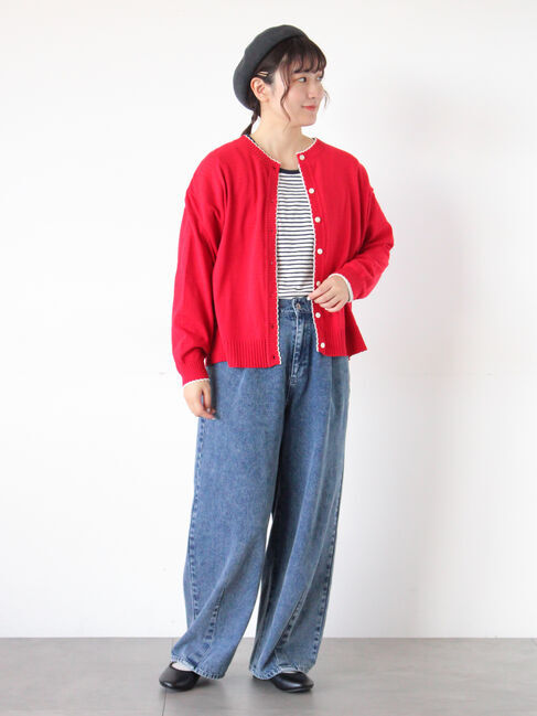 Samansa Mos2「配色スカラップカーディガン」|カーディガン|