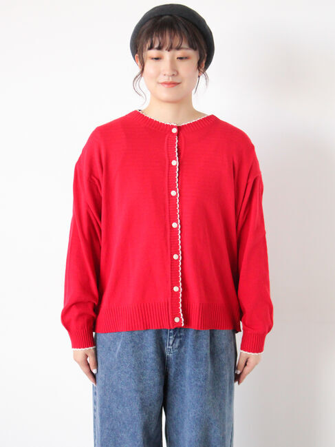 Samansa Mos2「配色スカラップカーディガン」|カーディガン|