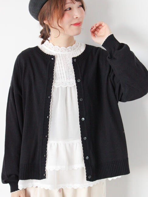 Samansa Mos2「配色スカラップカーディガン」|カーディガン|