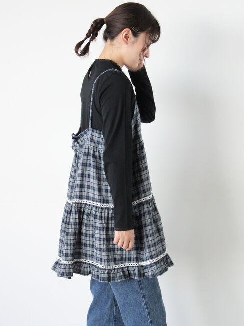 Samansa Mos2「はしごレースティアードキャミチュニック」|シャツ・ブラウス|ネイビー