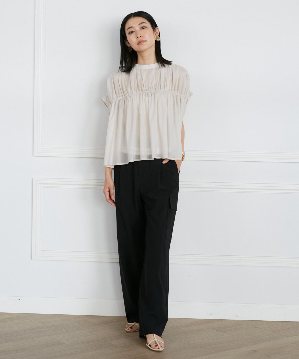 INED「《大きいサイズ》タックキャザーカットブラウス《Luftrobe》」|Tシャツ・カットソー|