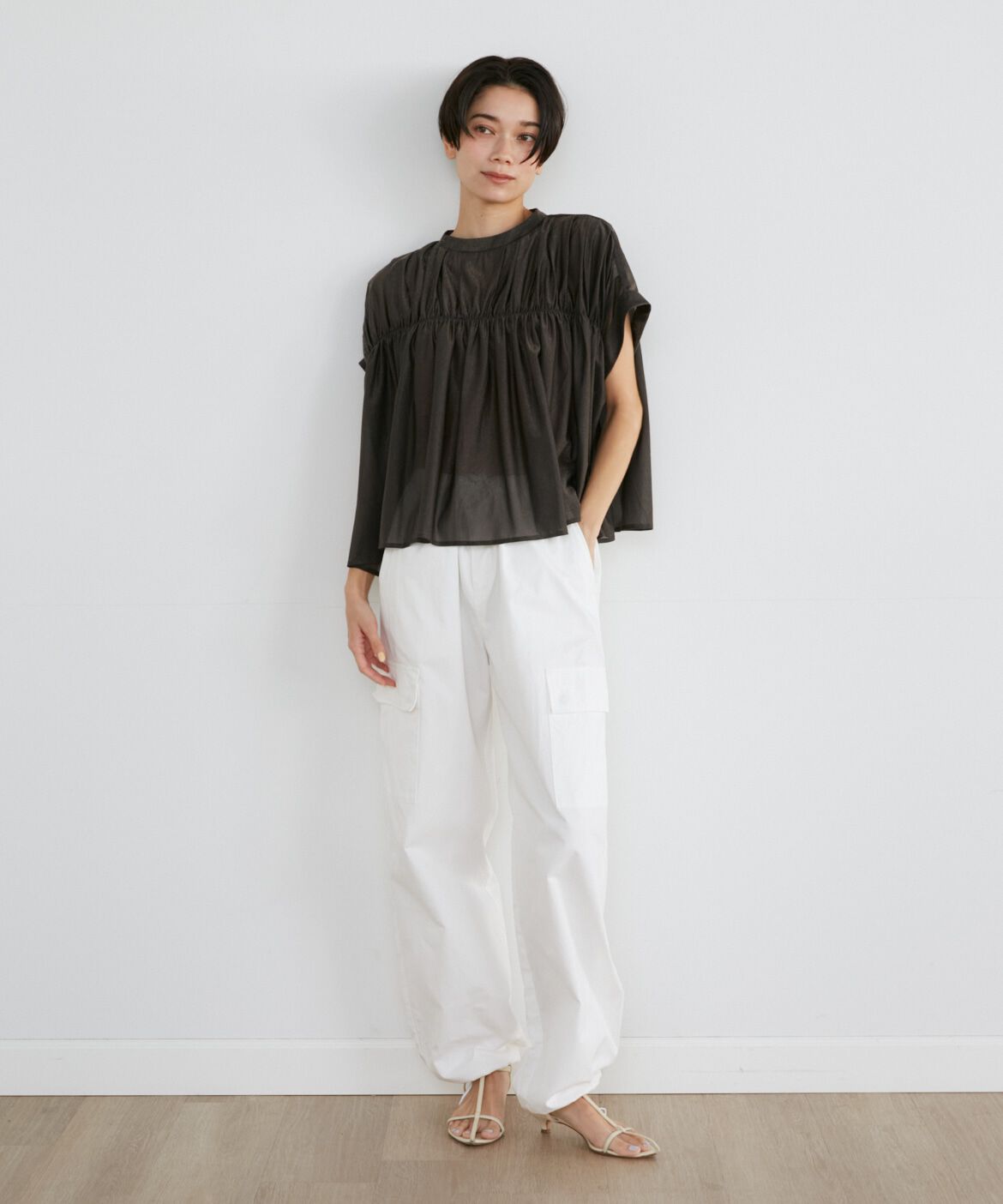 INED「《大きいサイズ》タックキャザーカットブラウス《Luftrobe》」|Tシャツ・カットソー|