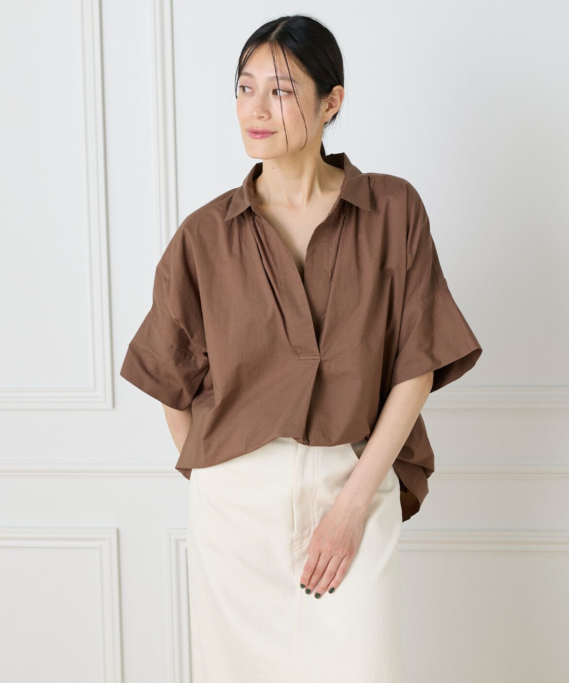 DAY by DAY it&rsquo;s international「オーバーサイズスキッパーシャツ」|シャツ・ブラウス|ブラウン