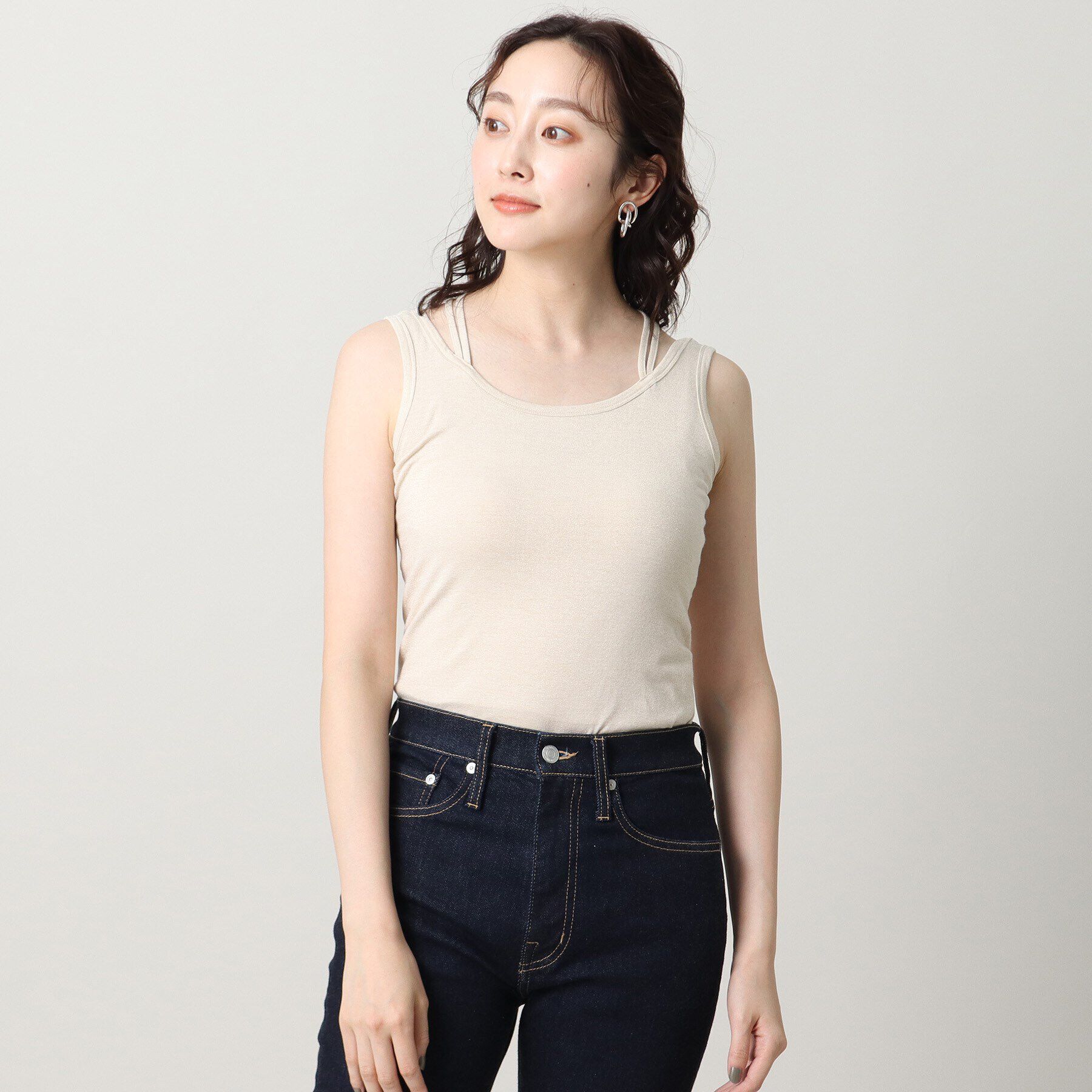 UNTITLED「リーベルラメベア天竺タンクトップ」|キャミソール|