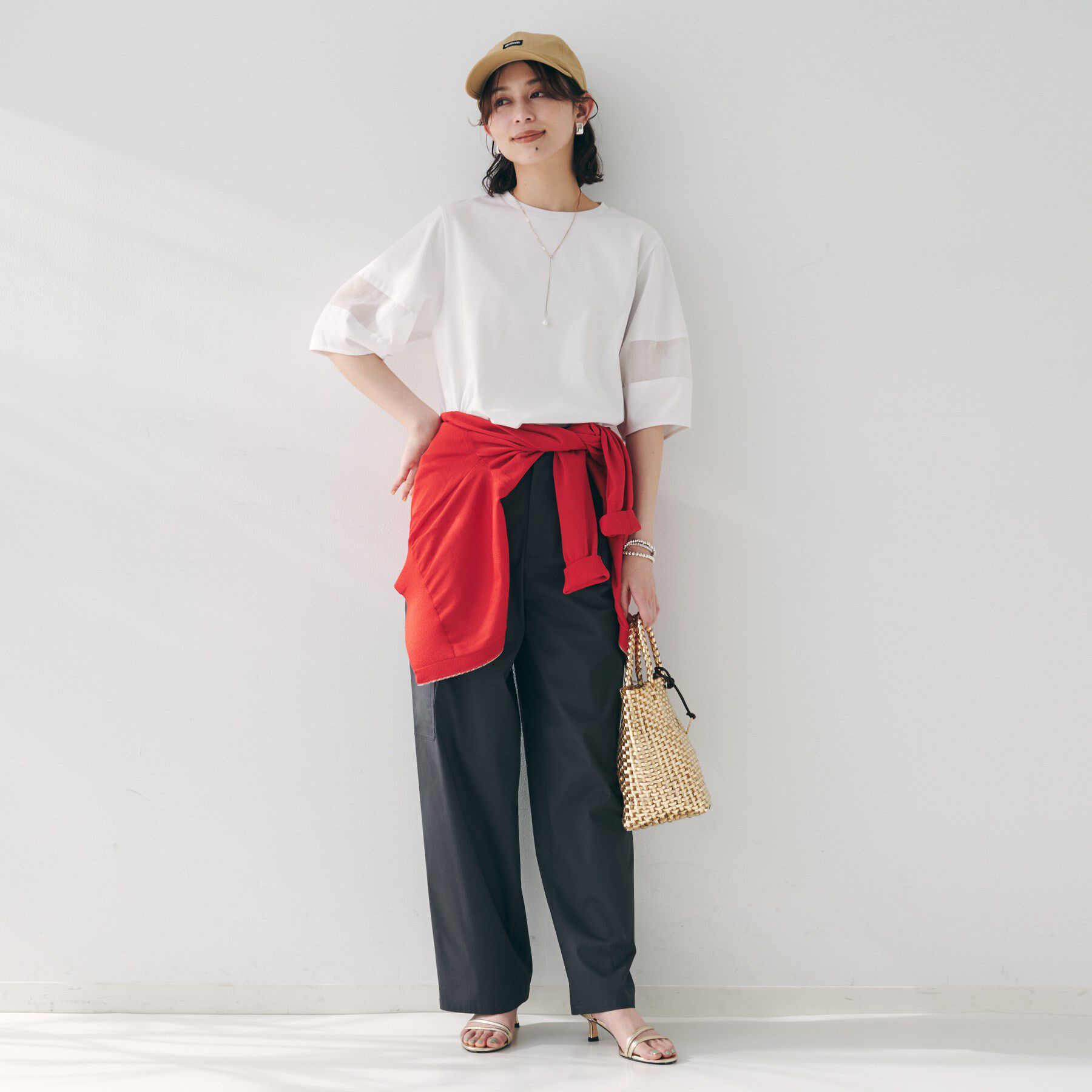 UNTITLED「【二の腕カバー/接触冷感】袖オーガンジープルオーバー」|Tシャツ・カットソー|