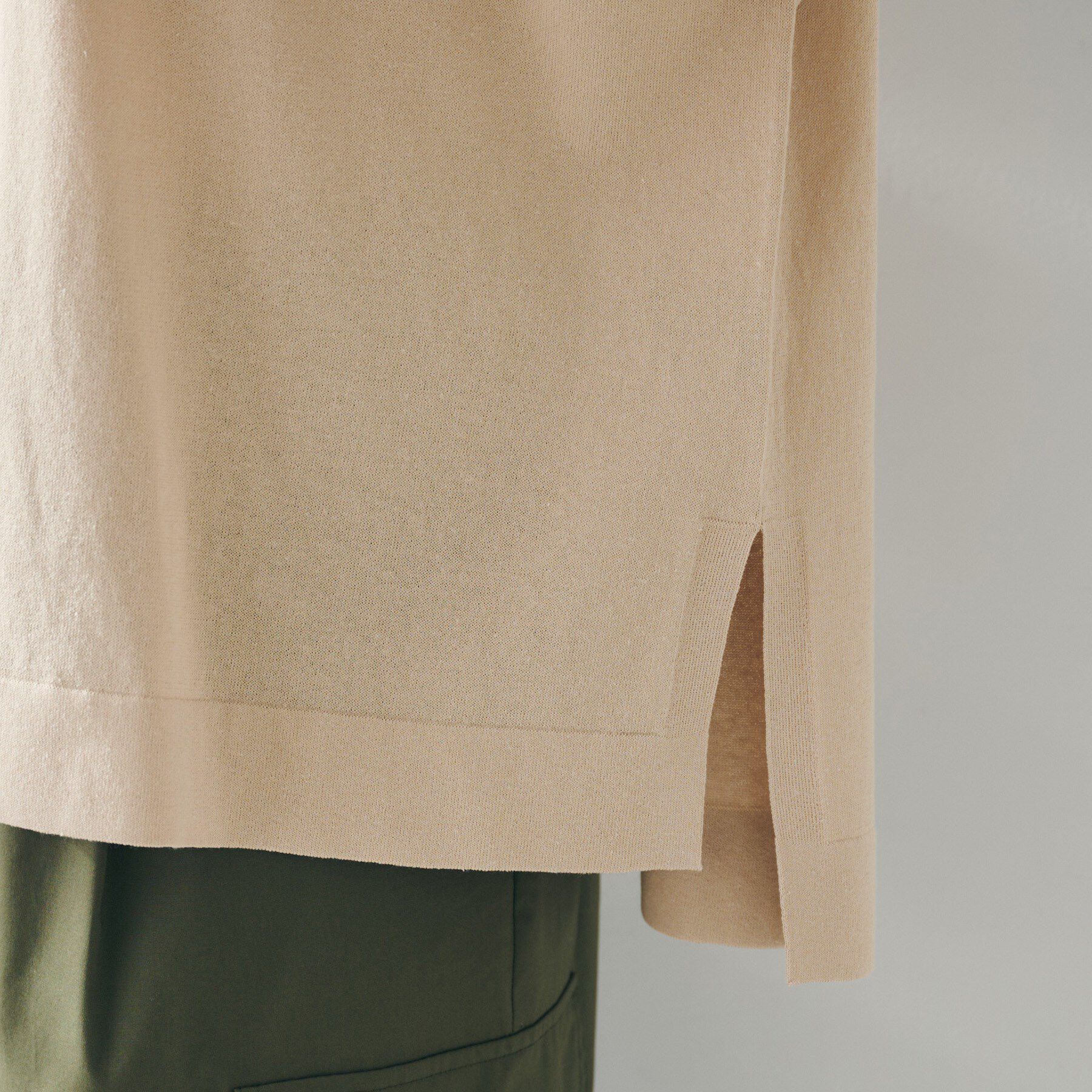 UNTITLED「【体型カバー/手洗い可】コットンリネン ワイドプルオーバーニット」|ニット・セーター|