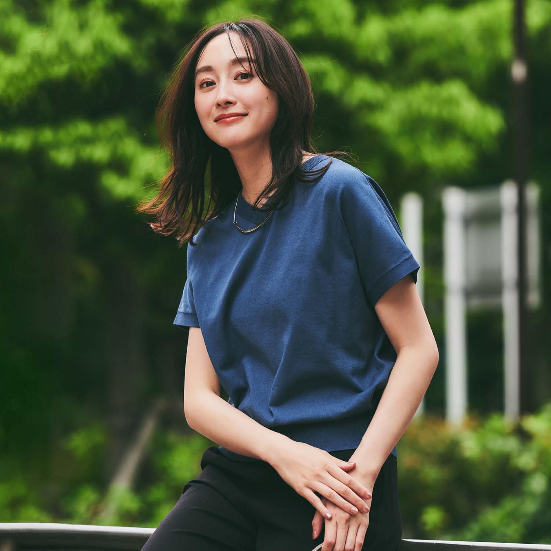 UNTITLED「【洗える/前後2WAY】ネックプルオーバーニット」|ニット・セーター|ネイビー(095)