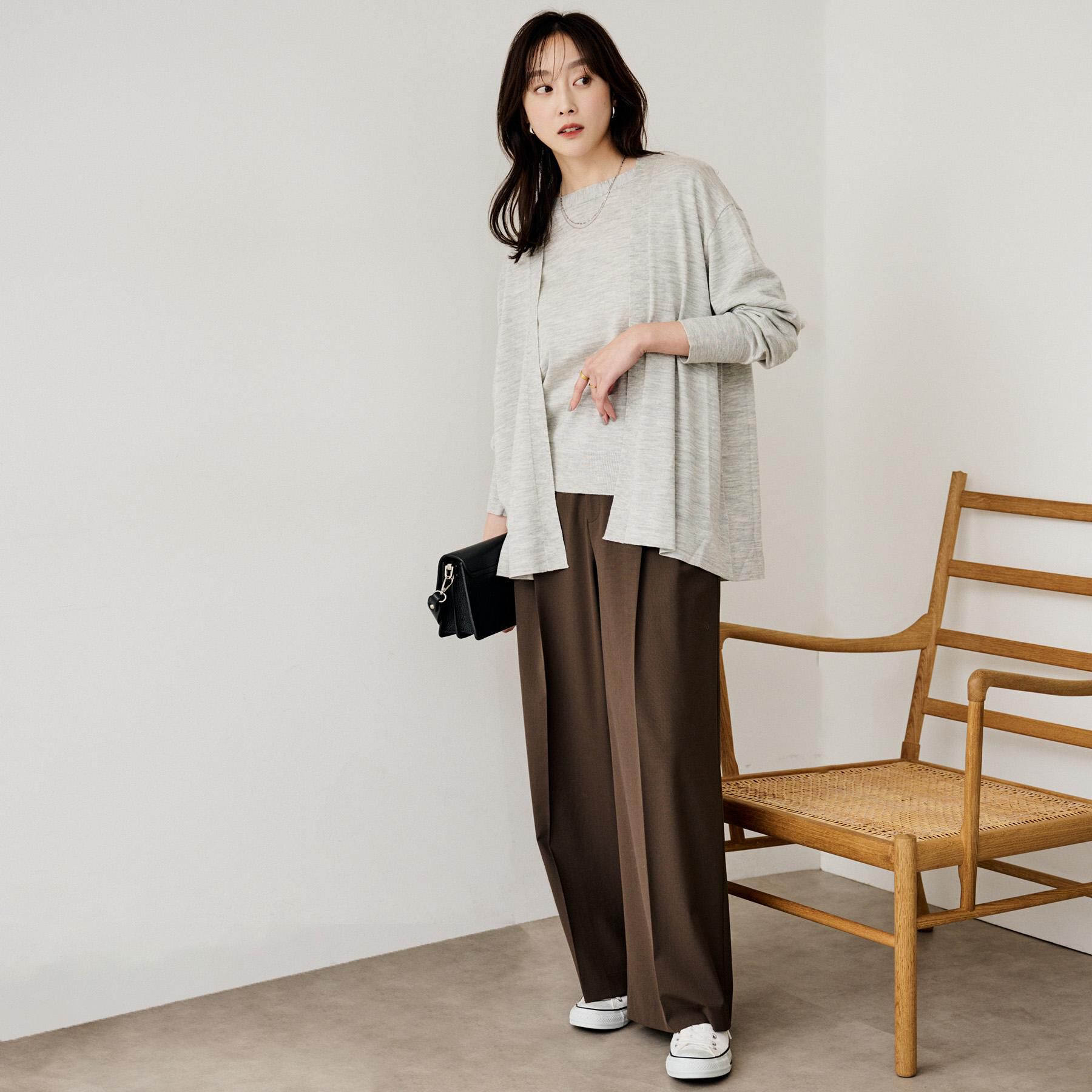 UNTITLED「【アンサンブル可/洗える】シルクウールカシミヤ ドルマンスリーブニット」|ニット・セーター|