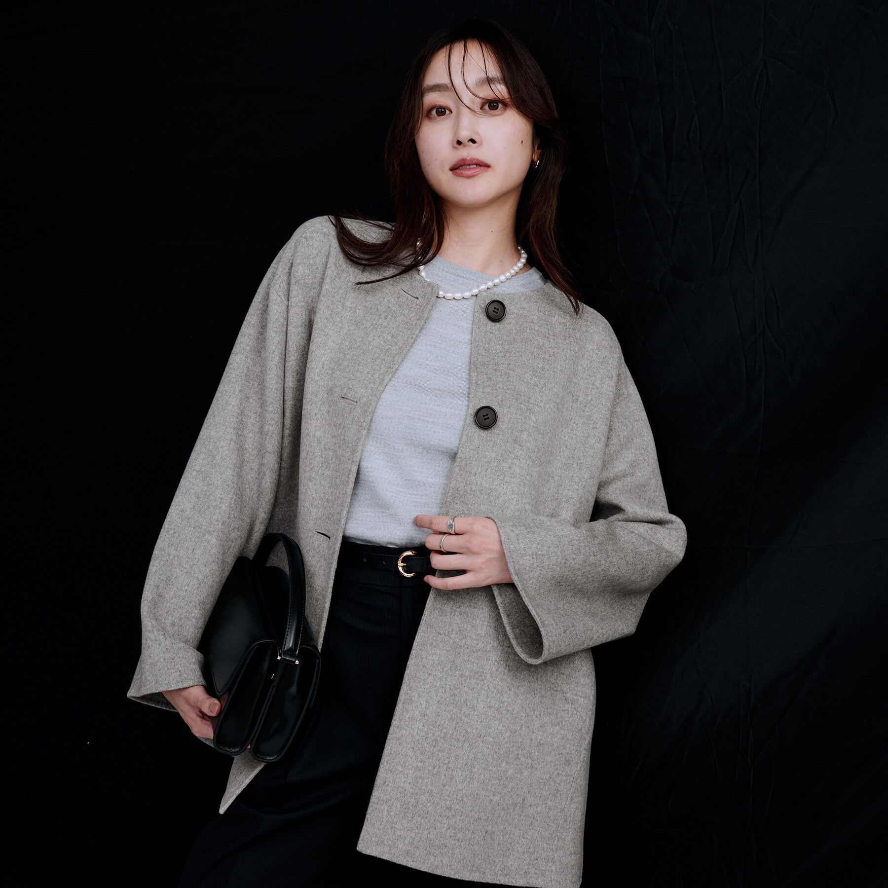 UNTITLED「【ミディ丈/軽やか】セミラグランリバー コート」|ノーカラーコート|