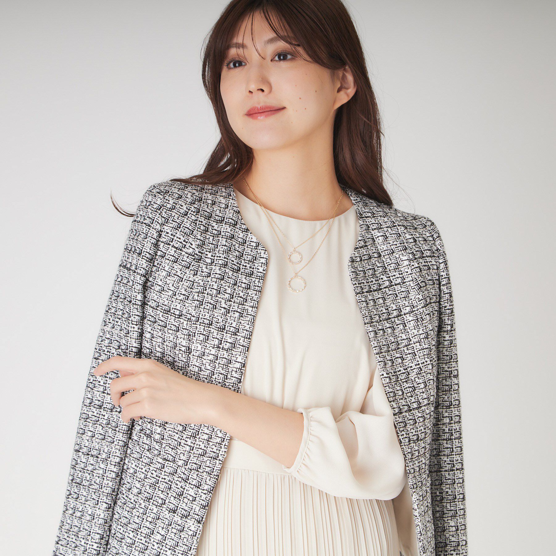 COUP DE CHANCE「【日本製】ファンシーツィードジャケット」|ノーカラージャケット|