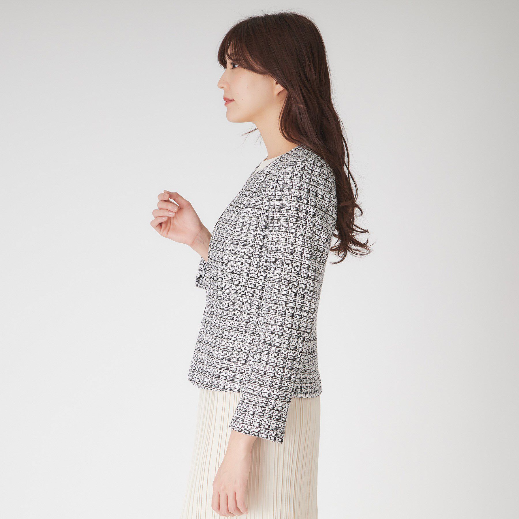 COUP DE CHANCE「【日本製】ファンシーツィードジャケット」|ノーカラージャケット|