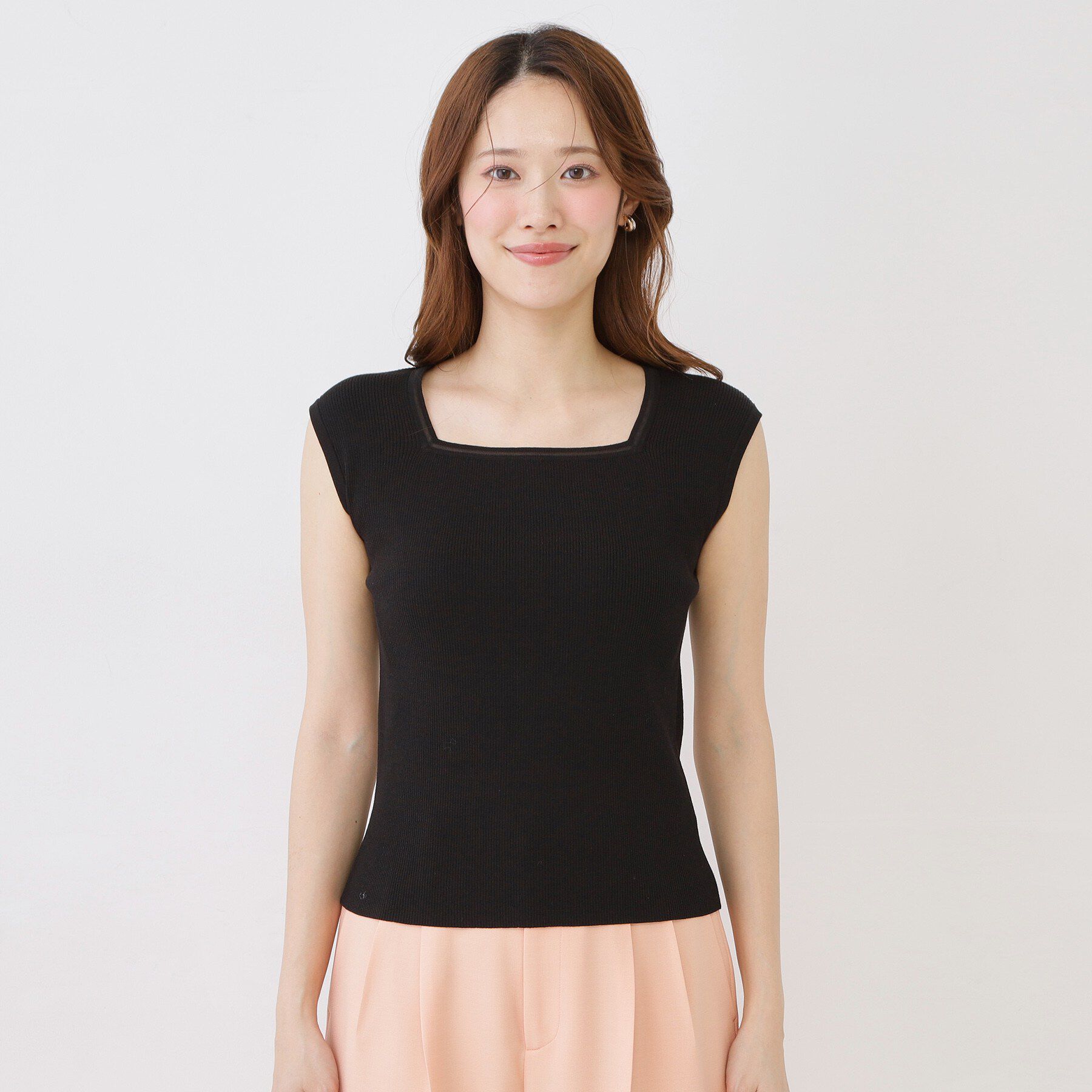 COUP DE CHANCE「【手洗い可/スクエアネック 】ノースリーブリブトップス」|ニット・セーター|