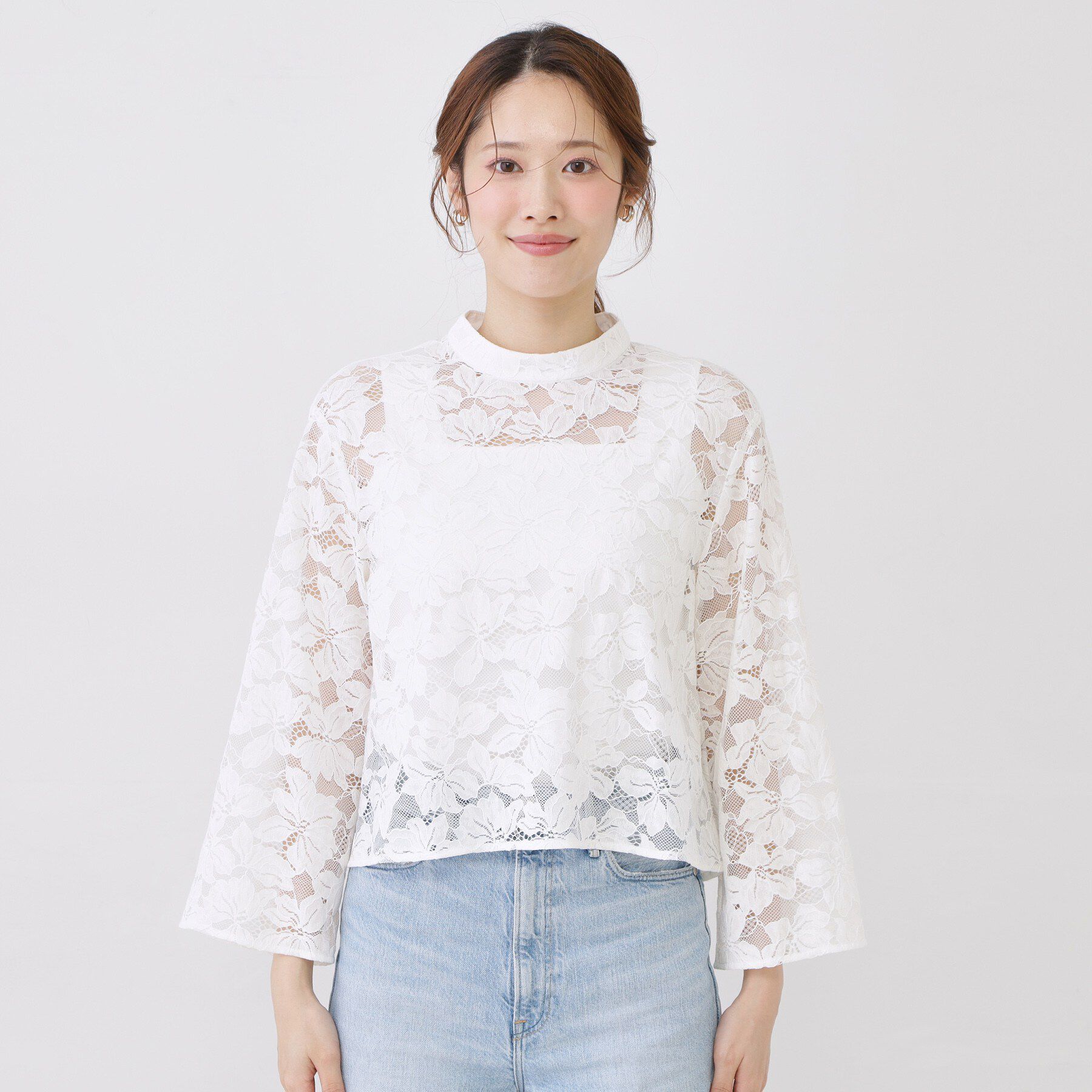 COUP DE CHANCE「【手洗い可】コットン混レースブラウス」|シャツ・ブラウス|