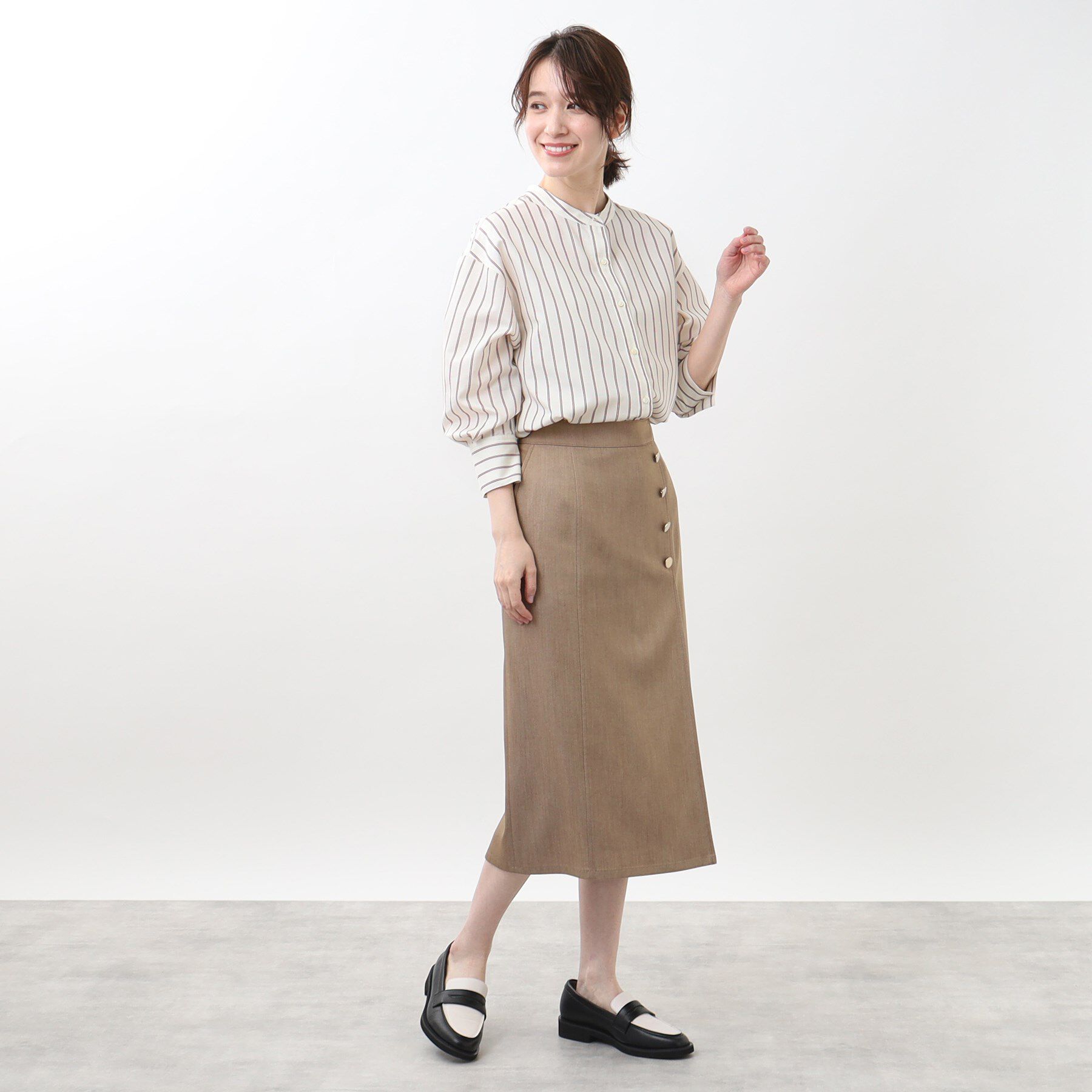 Reflect「【夏SALE／接触冷感／洗える】ストライプコクーンシルエットシャツ」|シャツ・ブラウス|