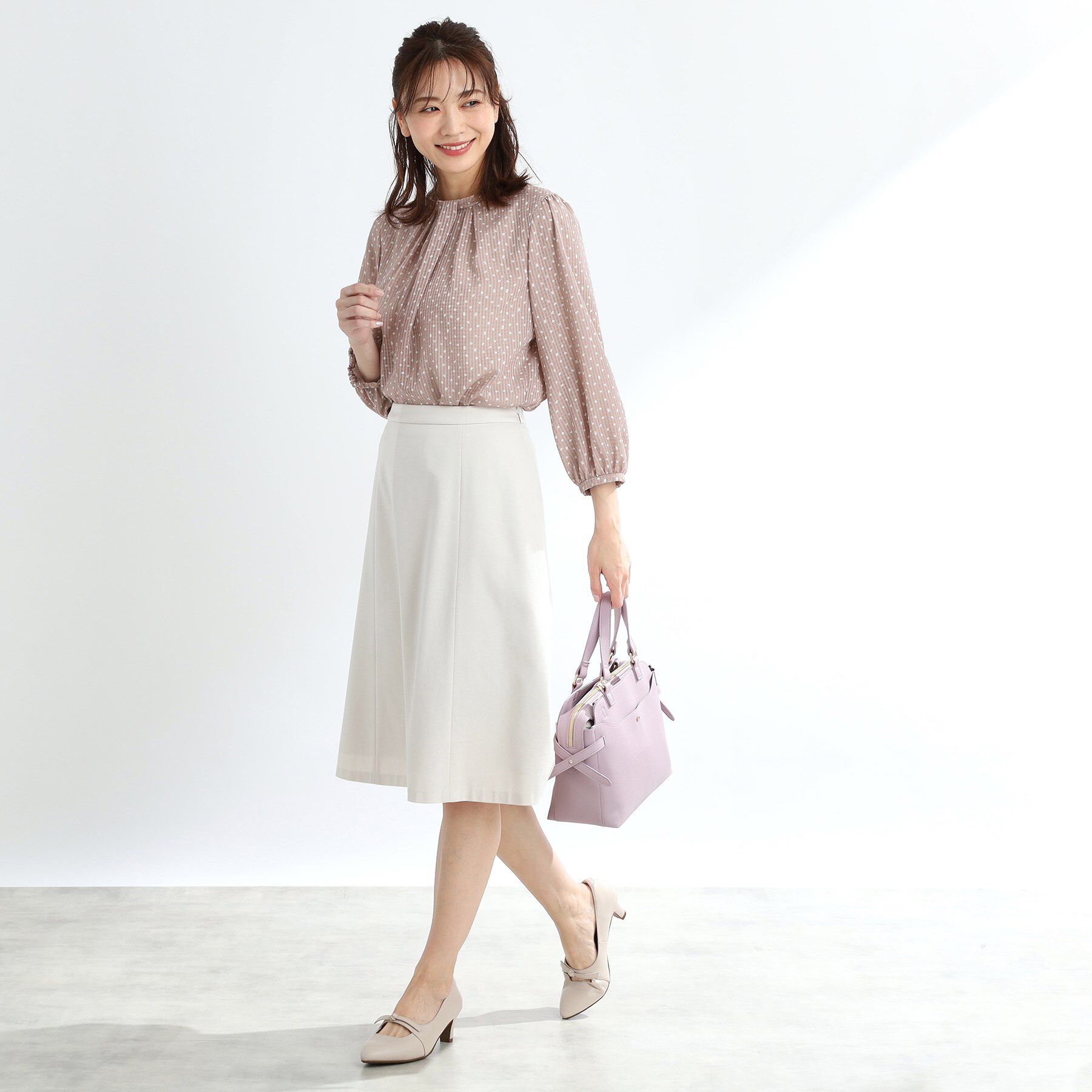 Reflect「【マシンウォッシュ可／セットアップ可能】コツキ柄プリントブラウス」|シャツ・ブラウス|