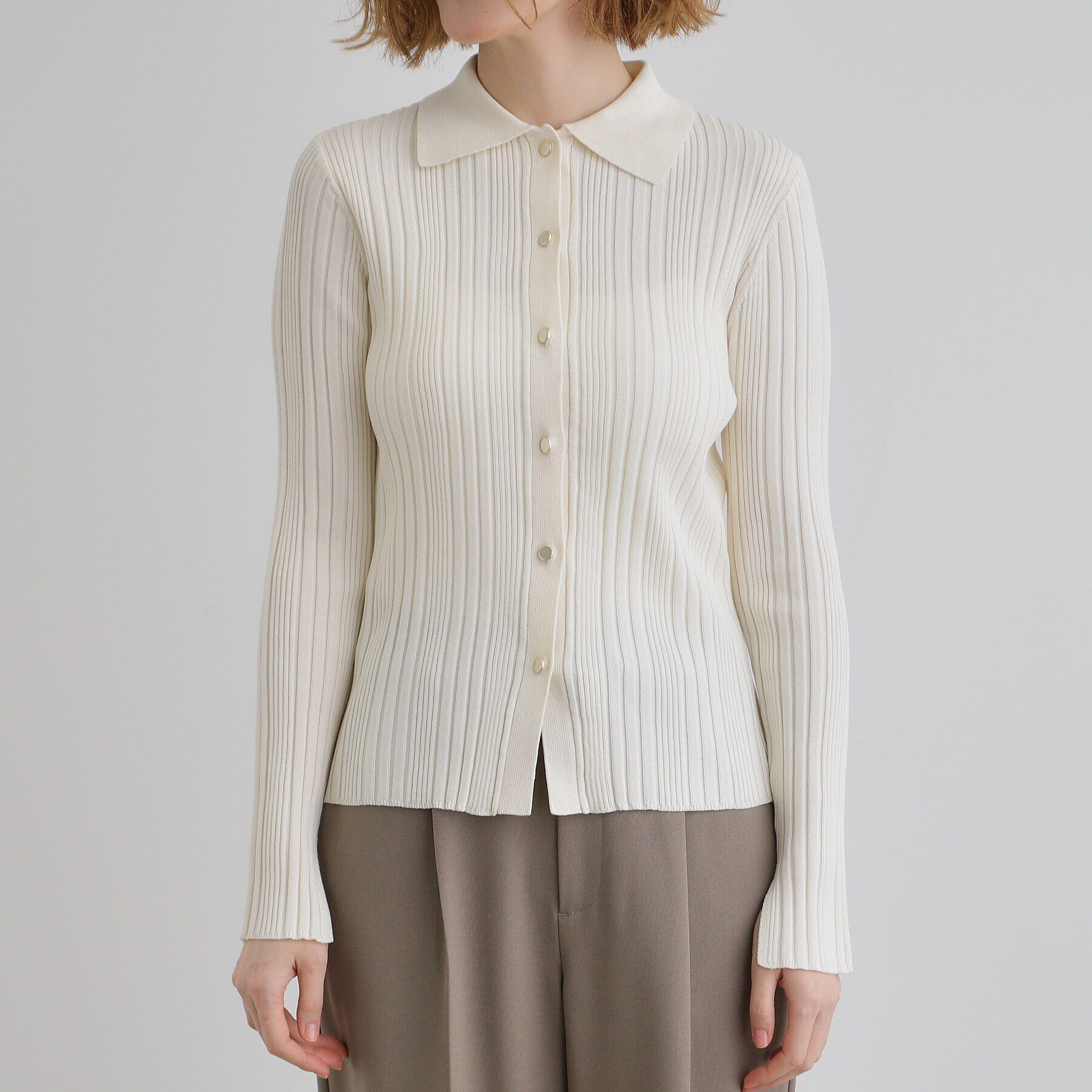 grove「ワイドリブポロニット」|ニット・セーター|
