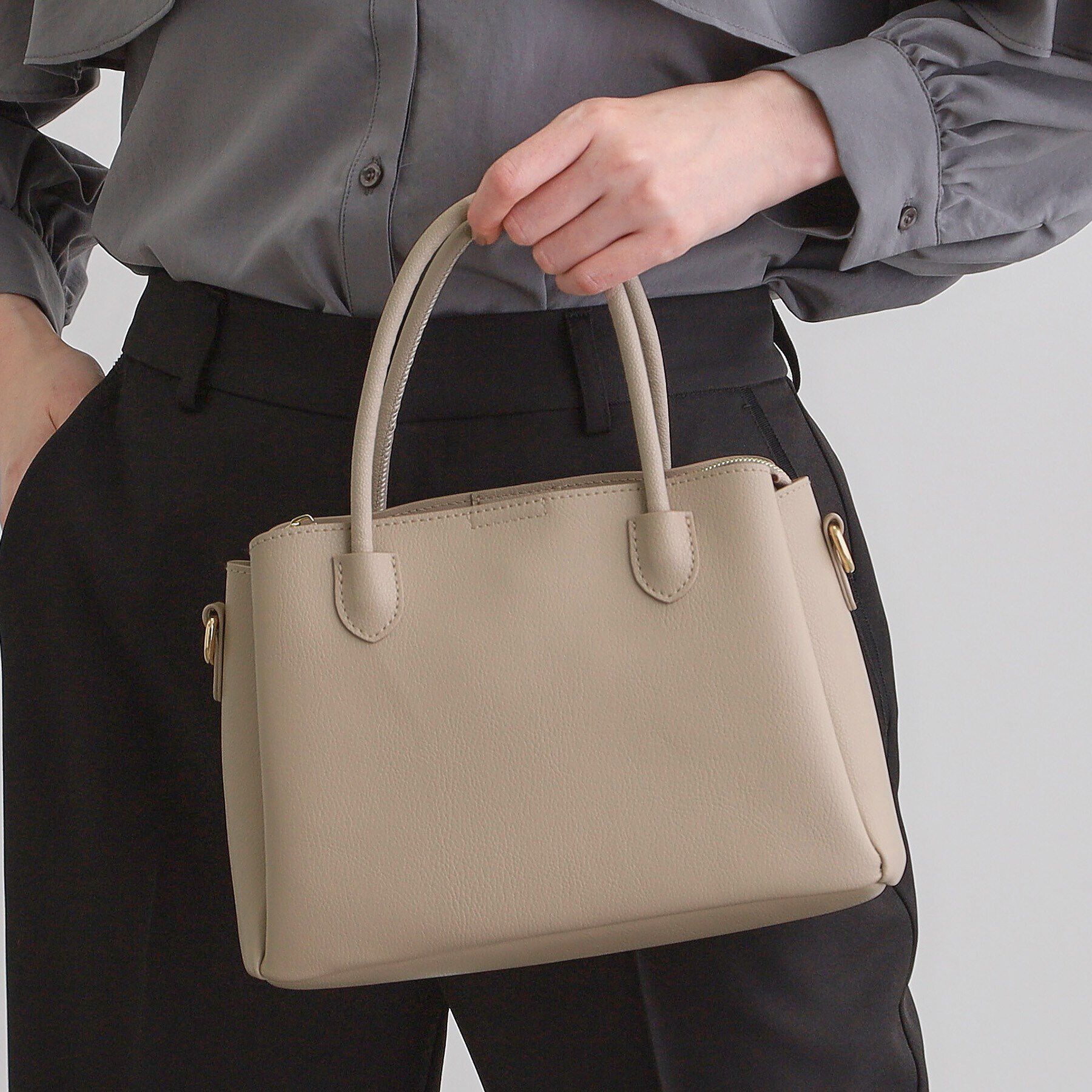 grove「【人間工学・軽量】ロープハンドル2WAYトート」|トートバッグ|ライトグレー(011