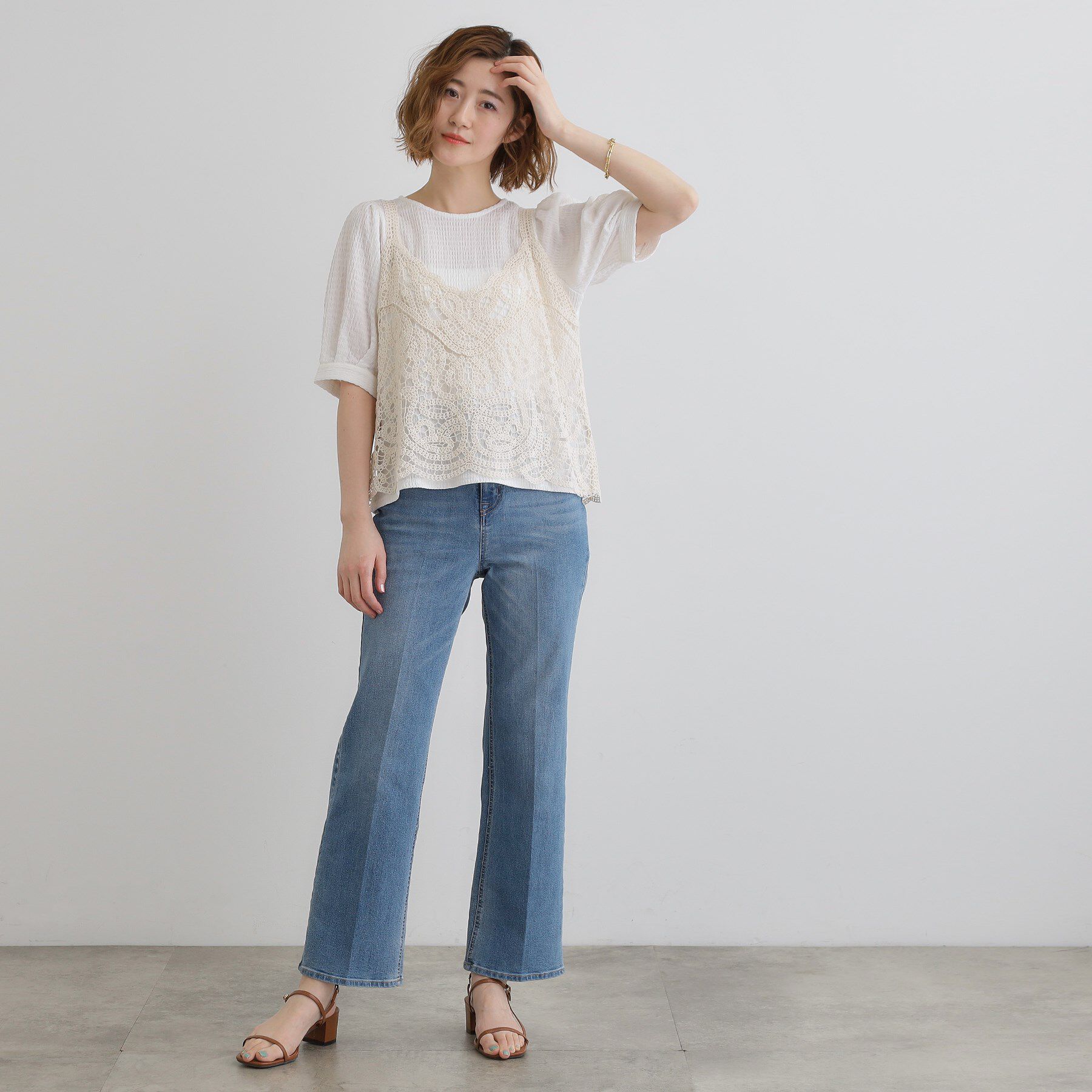 grove「1枚でお洒落に決まるレースビスチェ&times;ブラウスSET」|シャツ・ブラウス|