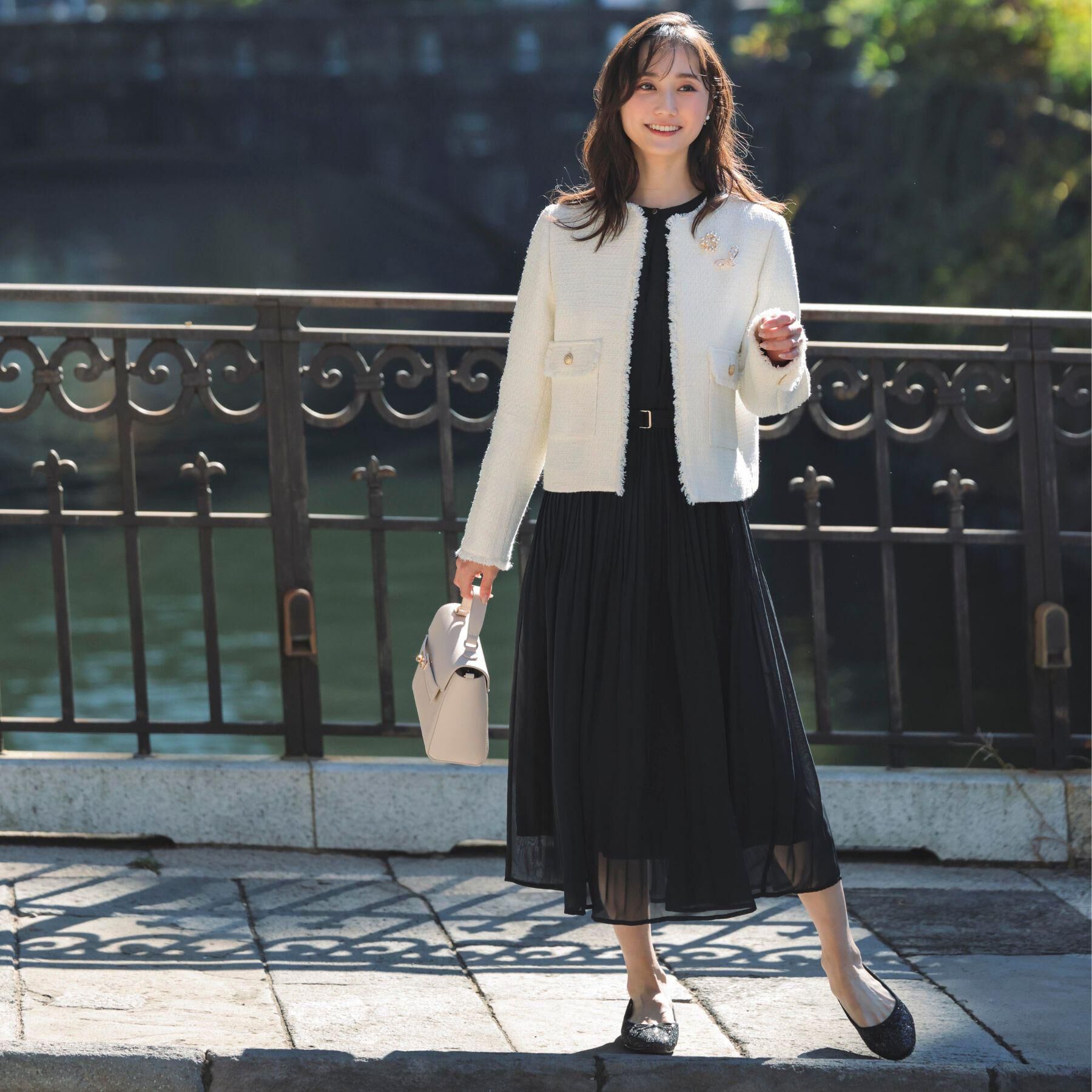 grove「【ハレの日・通勤】着回しできる上品ツイードジャケット」|ノーカラージャケット|