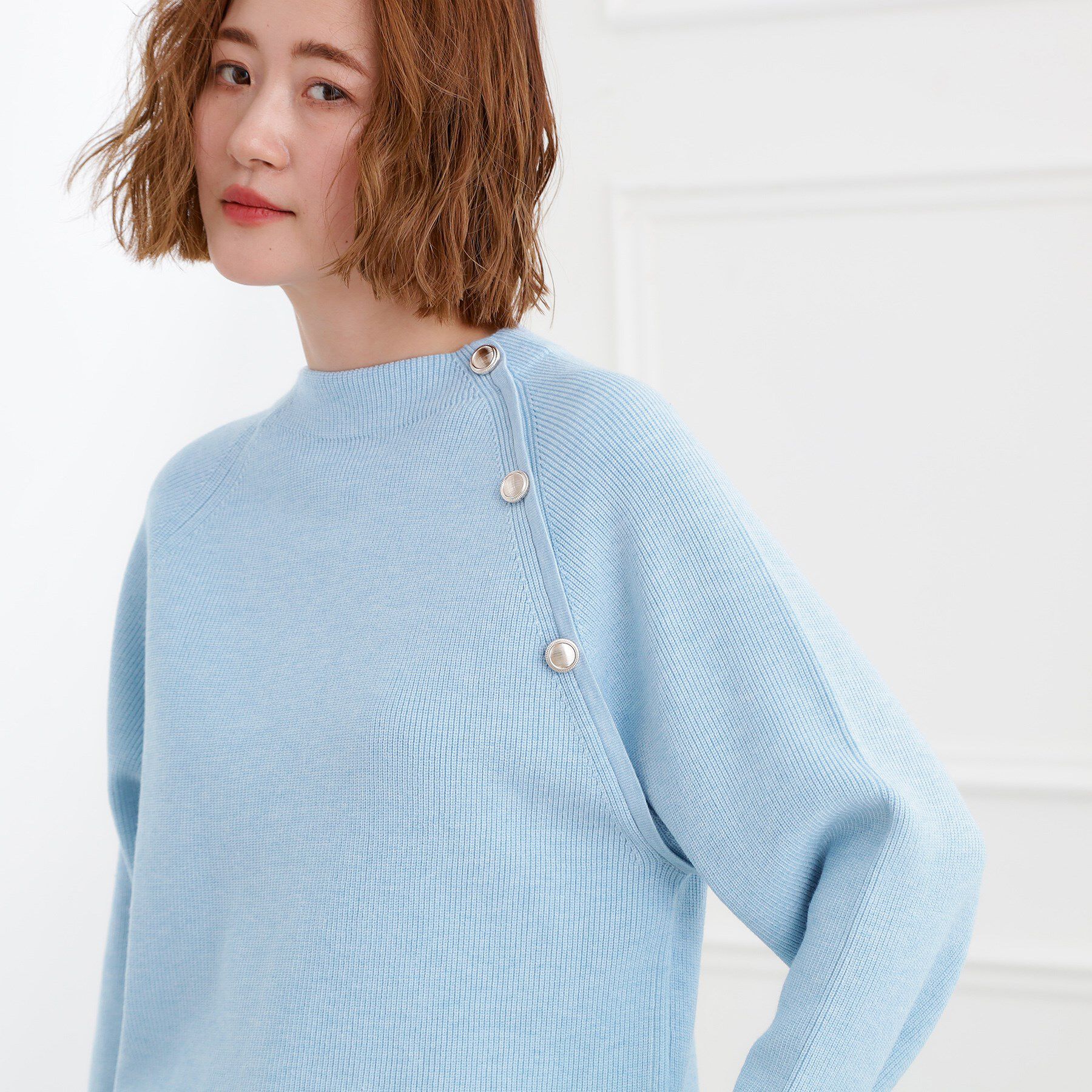 grove「ラグランスリーブ肩釦ニット」|ニット・セーター|
