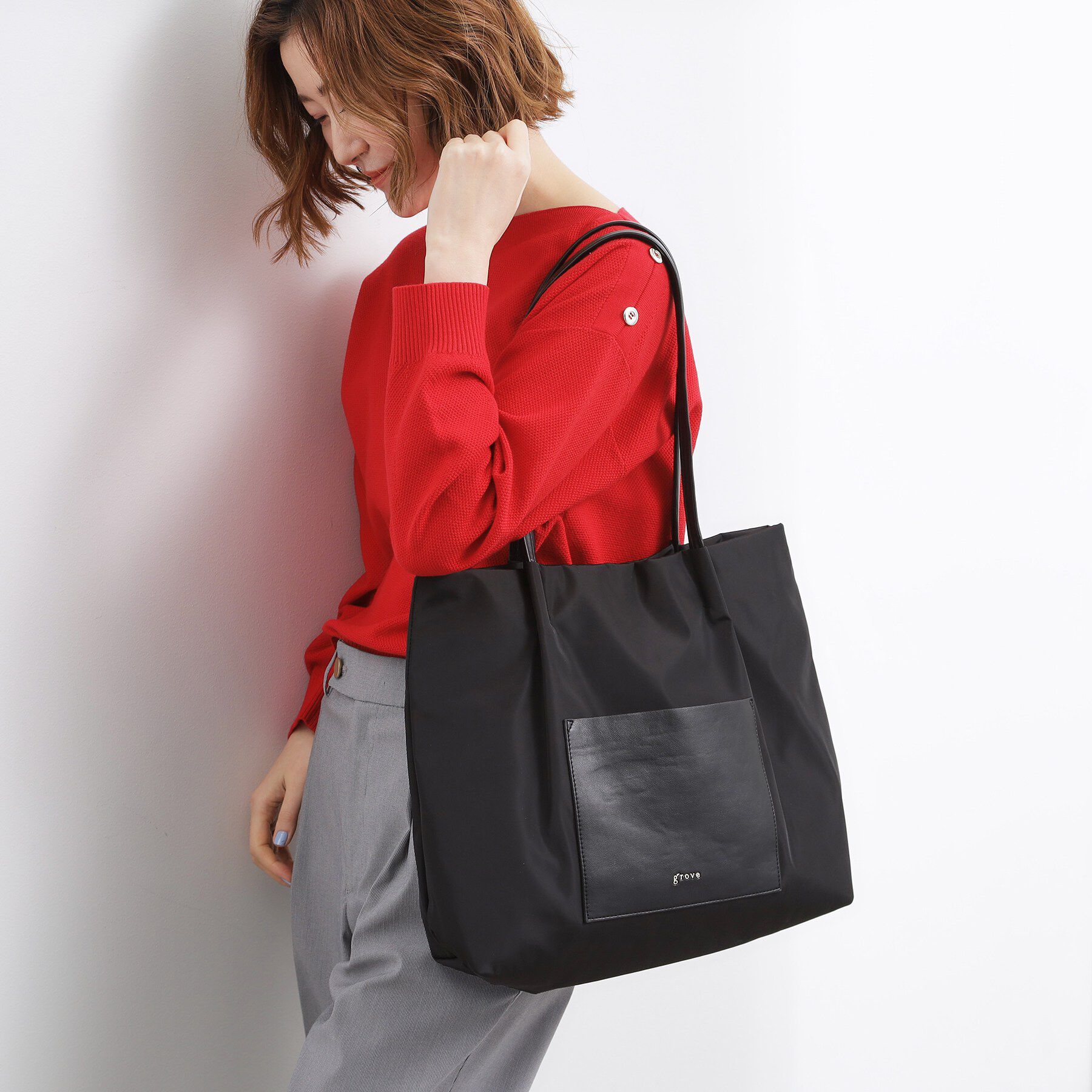 grove「【A4】タックポケ3層トート」|トートバッグ|