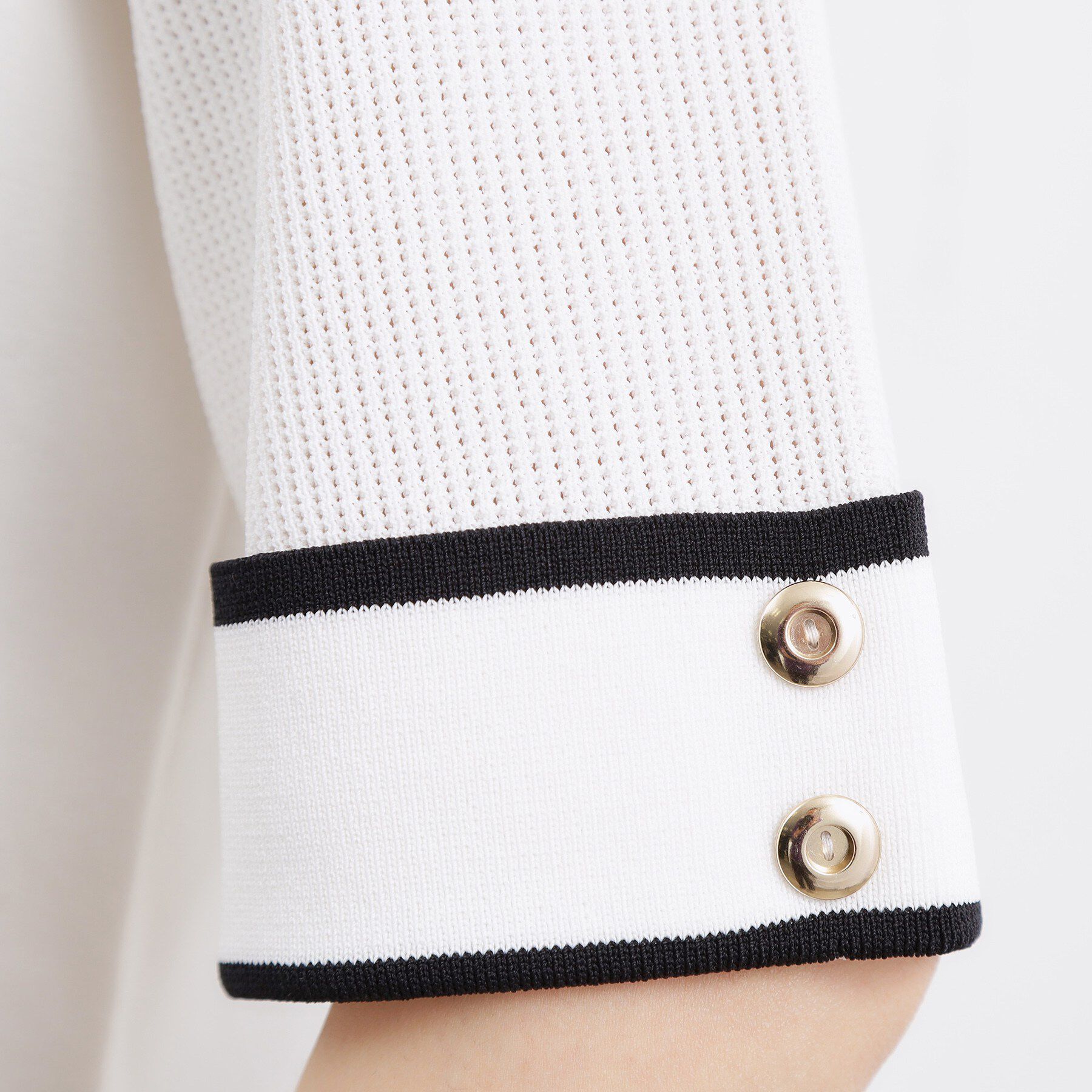 grove「やわらかドライタッチ 袖メッシュ編みニット」|ニット・セーター|