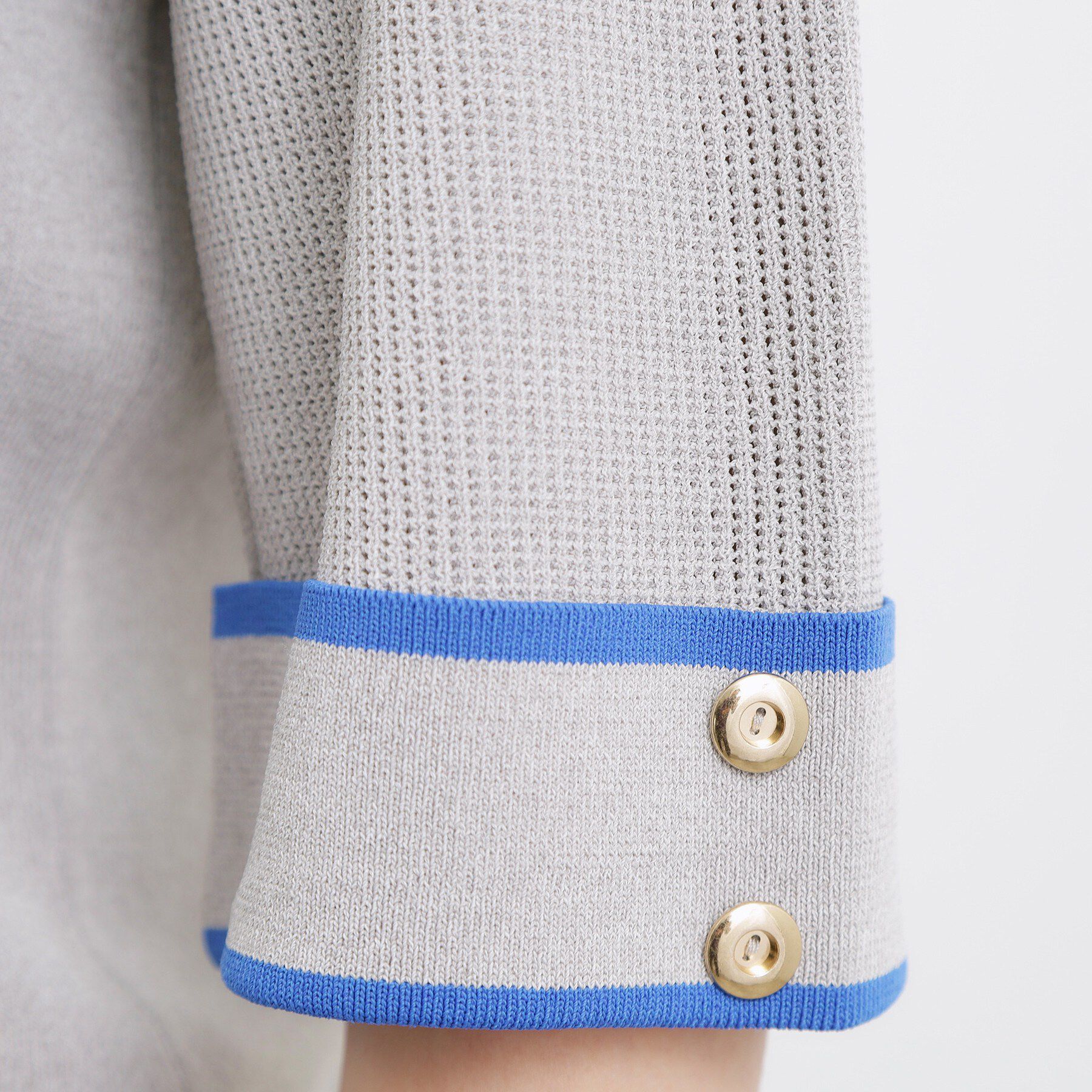 grove「やわらかドライタッチ 袖メッシュ編みニット」|ニット・セーター|