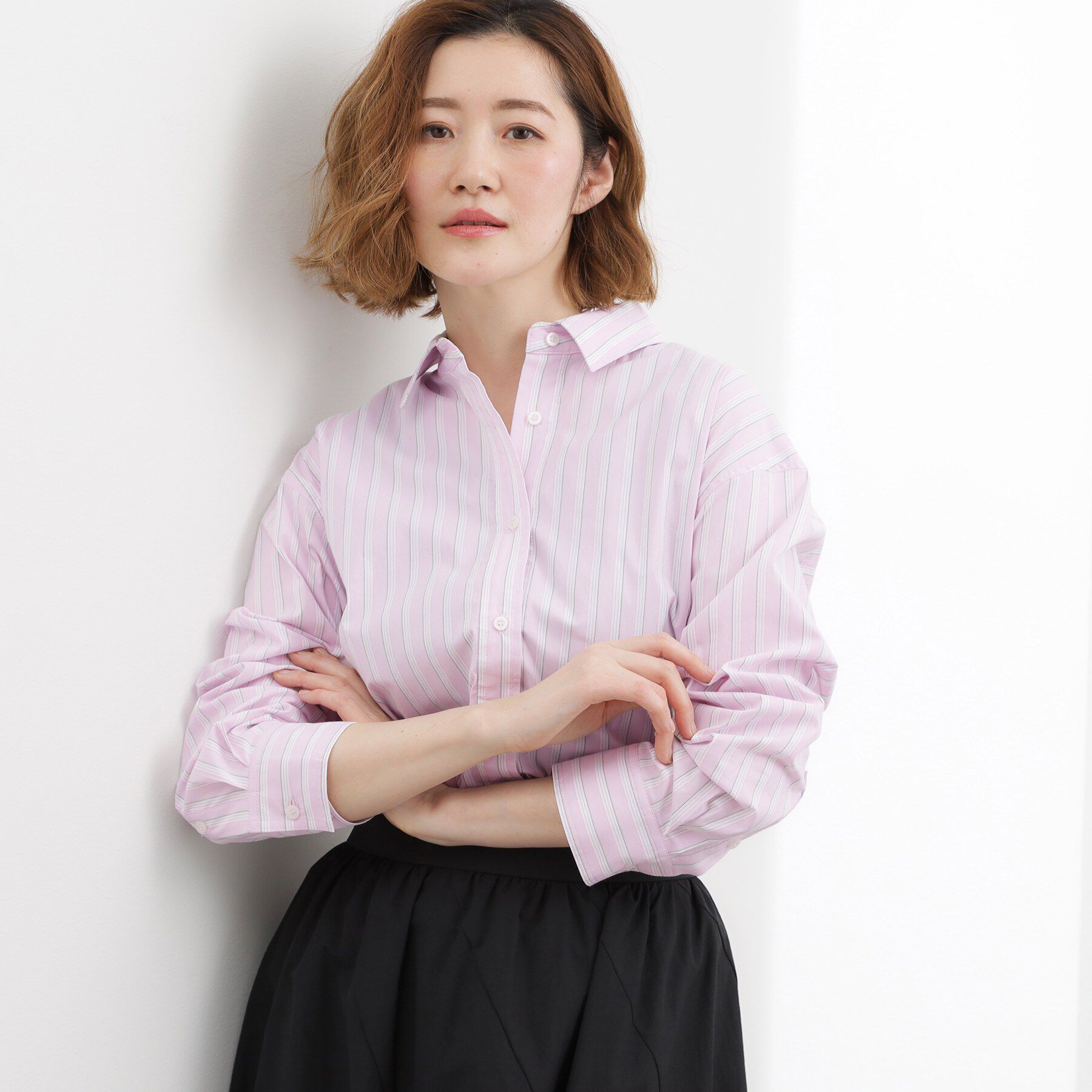 grove「一度着たら手放せない、驚きの伸びを備えたコットンナイロンストレッチシャツ」|シャツ・ブラウス|ピンクストライプ(3