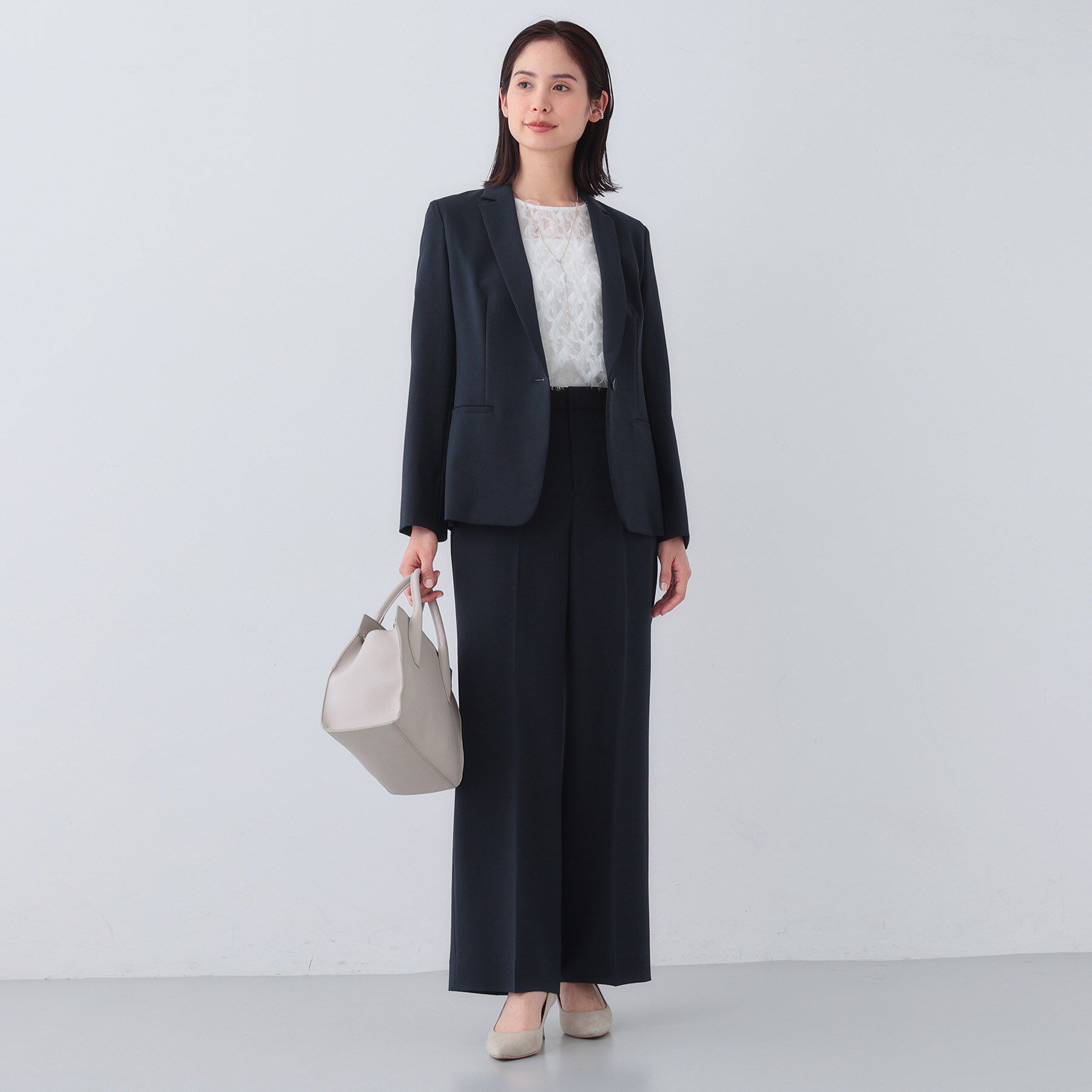 INDIVI「【洗える／UVケア／SETUP可能】ウール調ワイドパンツ」|スーツ|