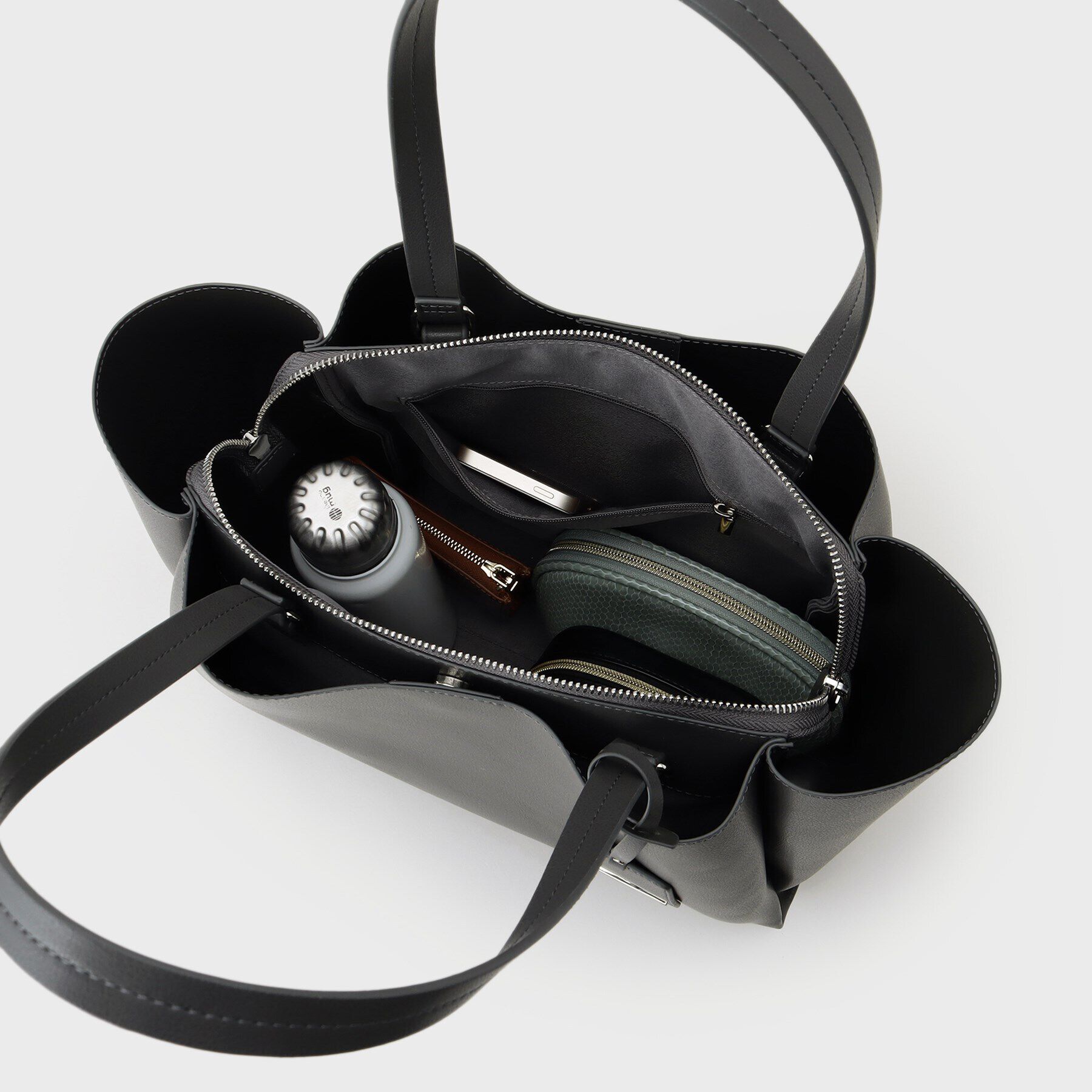 INDIVI「【合皮／A4収納可能】タックデザイン通勤バッグ」|トートバッグ|