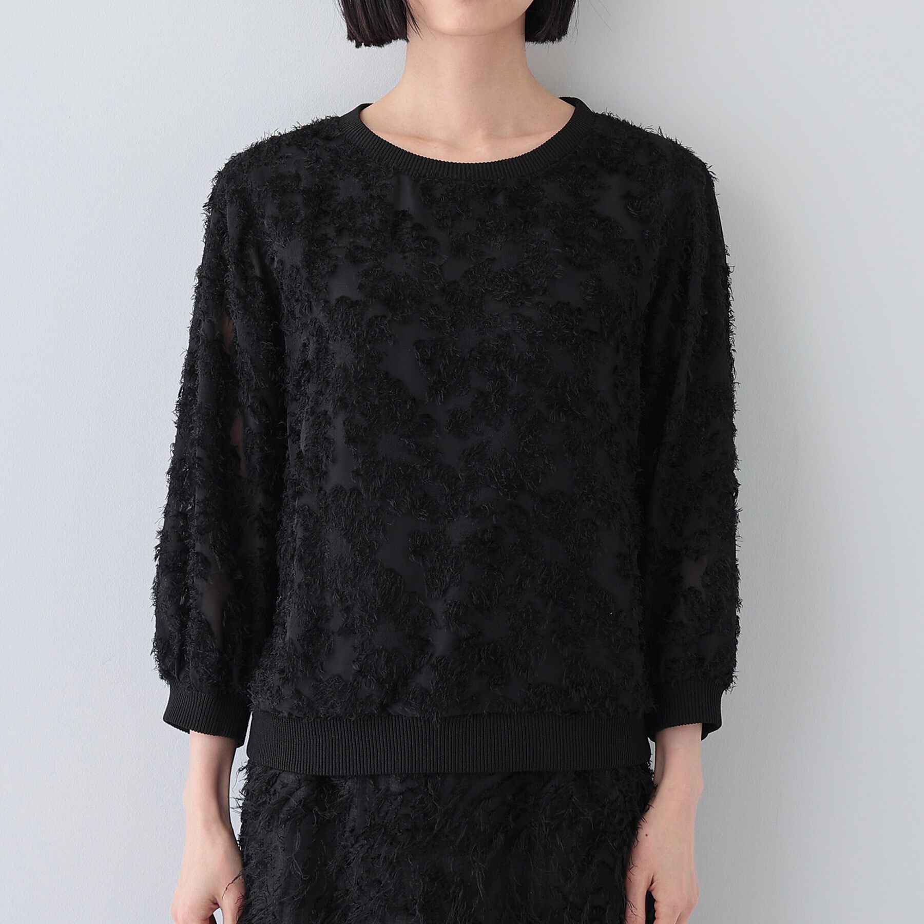 INDIVI「【トレンド／華やか】フリンジカットジャカードトップス」|シャツ・ブラウス|