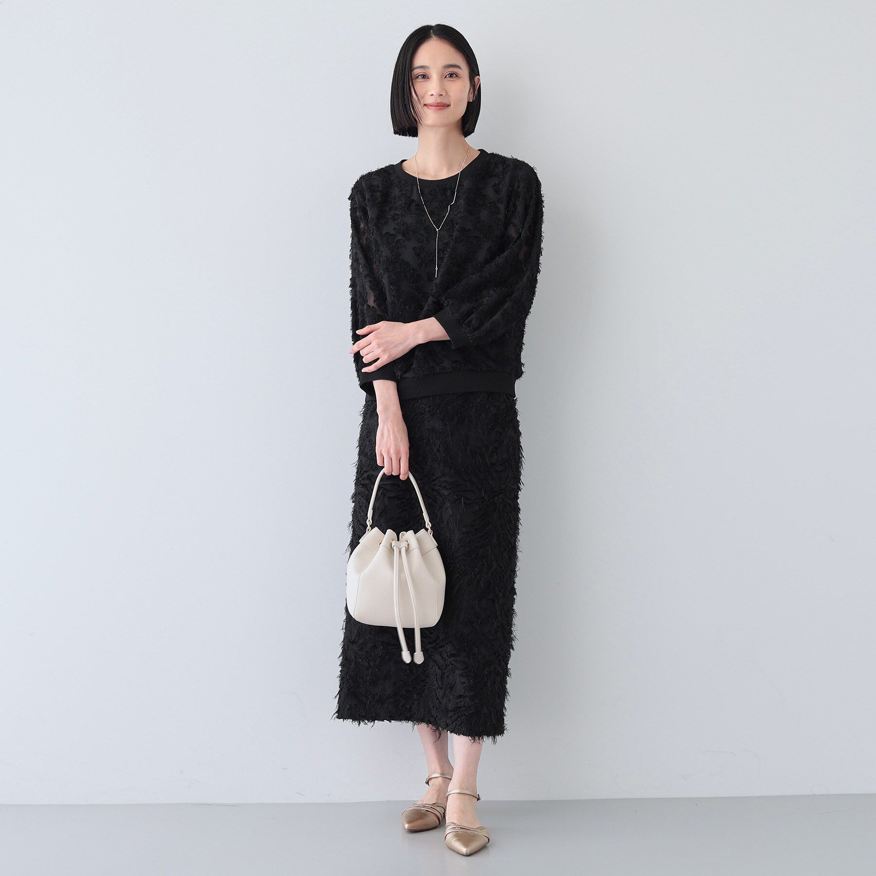 INDIVI「【トレンド／華やか】フリンジカットジャカードトップス」|シャツ・ブラウス|