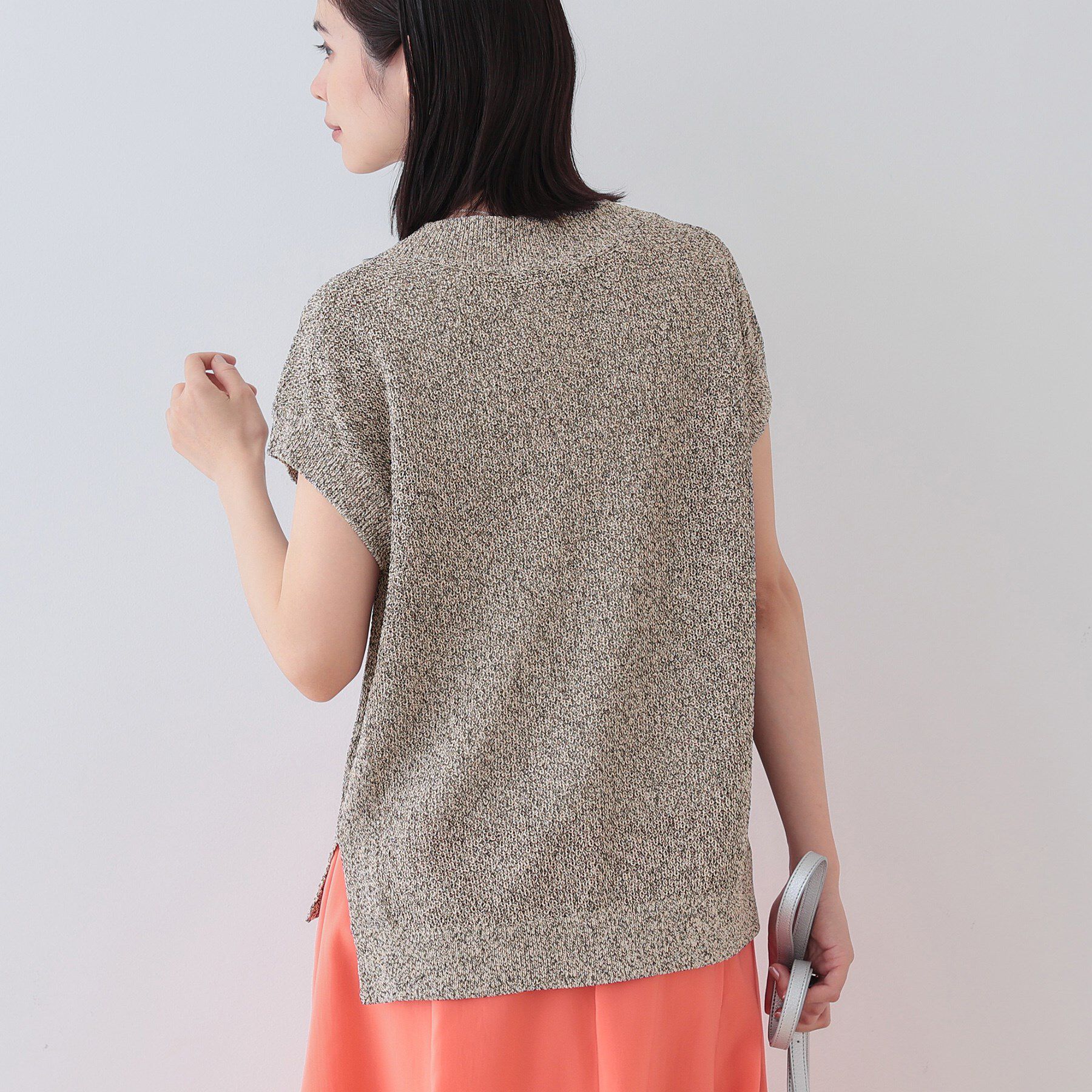 INDIVI「【和紙混素材】フレンチスリーブミックスカラーニット」|ニット・セーター|