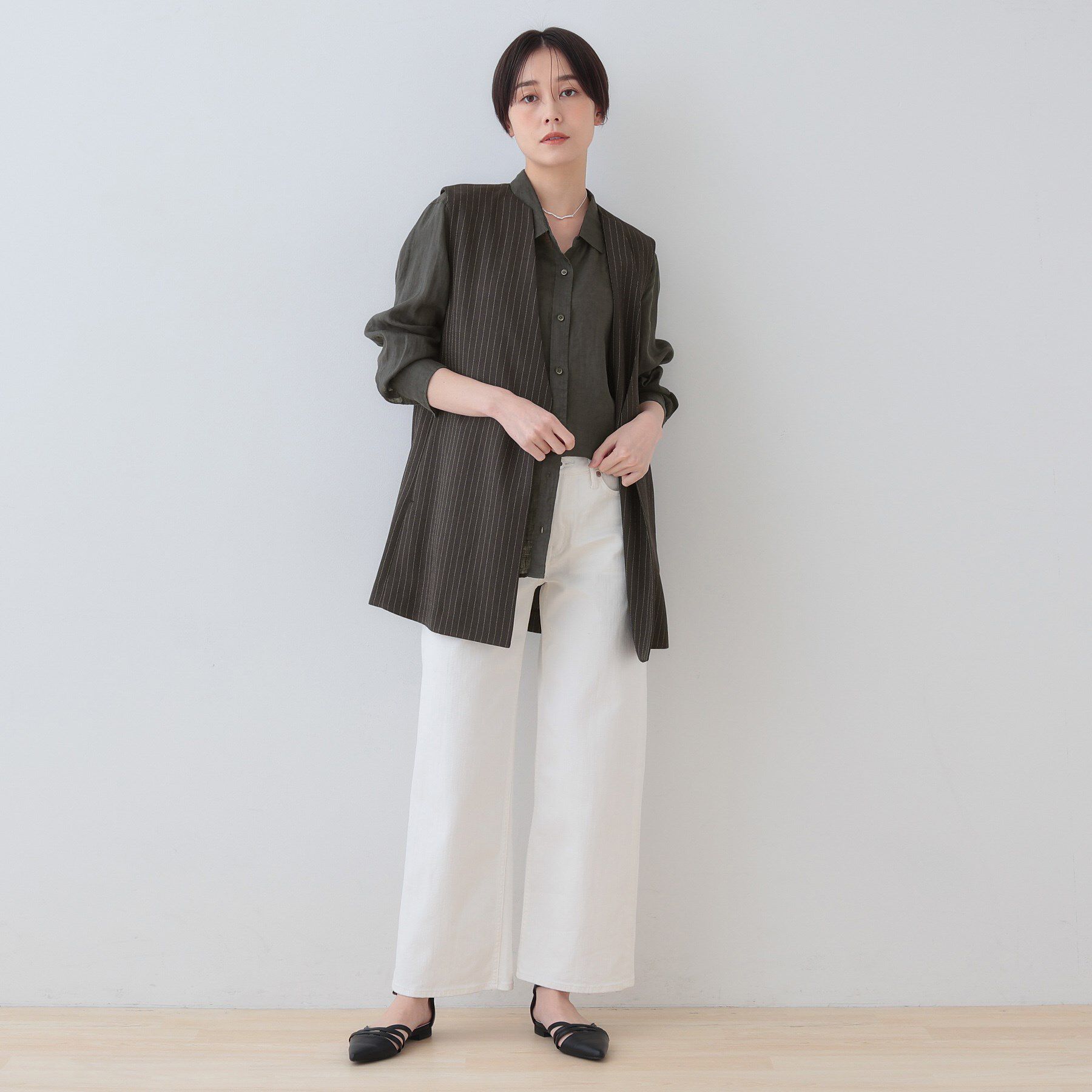 INDIVI「【こなれSETUP】リネンライクジレジャケット」|ベスト・ジレ|